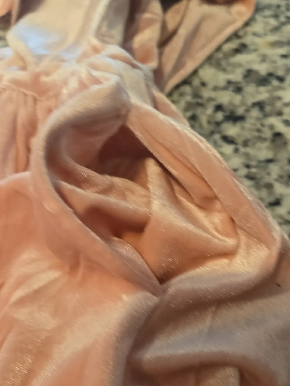 Arshiner Girls' Light Blush Velvet Ruffle Neck Dress - Picture 6 of 8